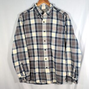 LL Bean Shirt Mens Medium Scotch Plaid Flannel Yarn Dyed Tartan 228061 Cotton
